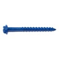 Red Head Tapcon Concrete Screw, 3/16" Dia., Hex, 2 1/4 in L, Steel Blue Ruspert, 100 PK 08111